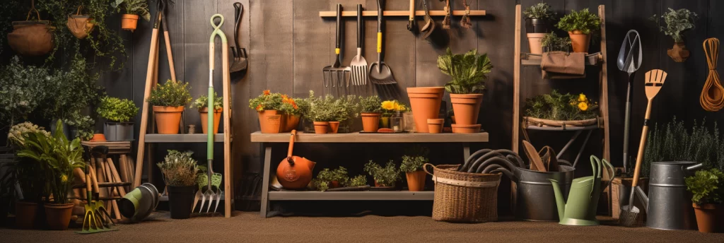 A variety of gardening tools